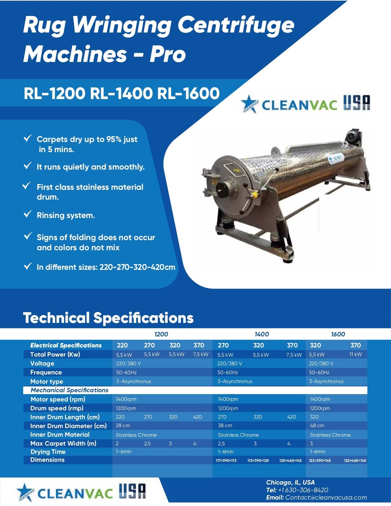 Rug Wringing Centrifuge Machines - Pro Option 1
