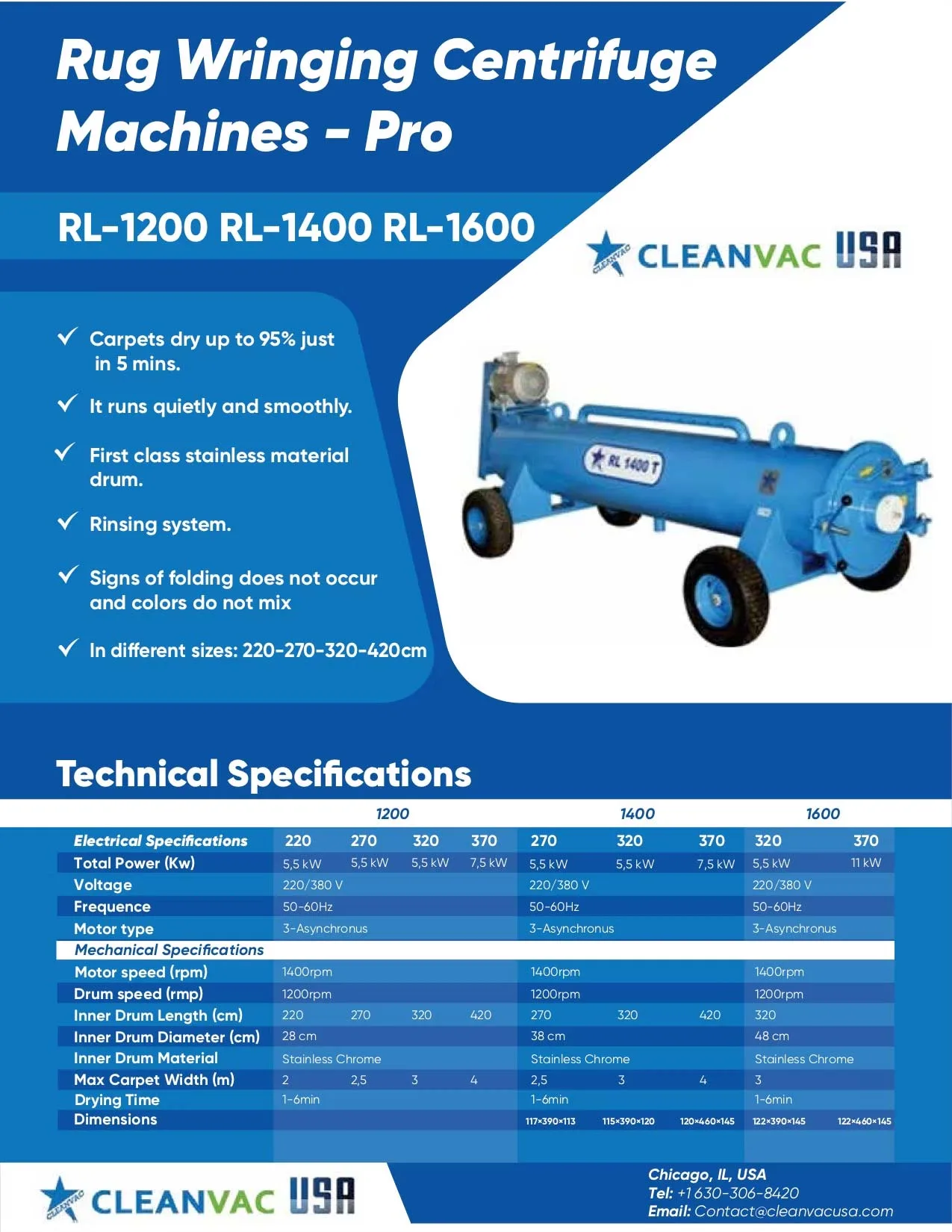 Rug Wringing Centrifuge Machines - Pro Option 2