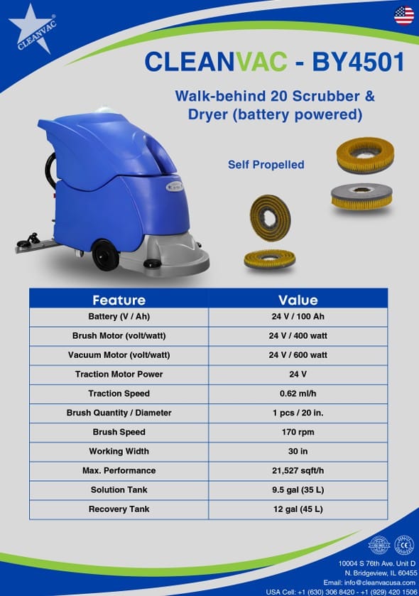 Walk-Behind 20″ Scrubber and Dryer with a 30″ working width Walk-Behind 20" Scrubber and Dryer with a 30" working width