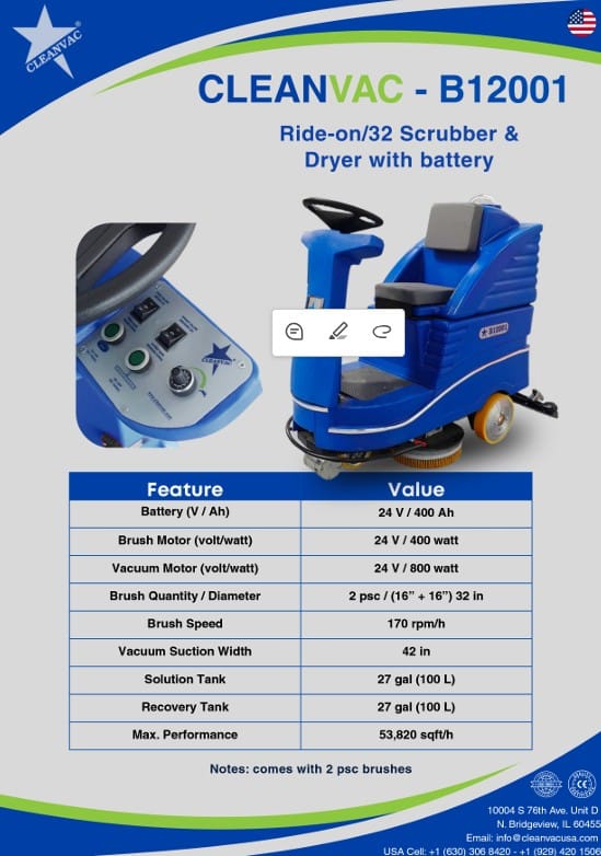 Ride-On 32″ Scrubber and Dryer Ride-On 32" Scrubber and Dryer